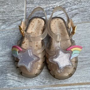 MINI MELISSA gold glitter shooting star sandals size 8